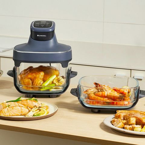 리빙웰 글라스 에어프라이어 GL880 받침대와 거치