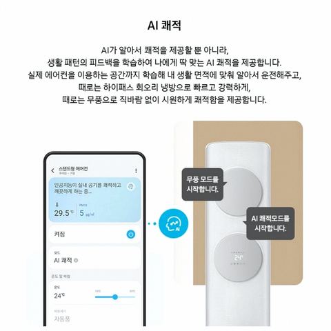삼성전자 19평 BESPOKE AI 무풍 클래식 에어컨 AF70F19D11GZ 디자인
