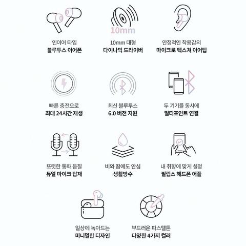 필립스 TAT1300 블루투스 이어폰 상세 사진